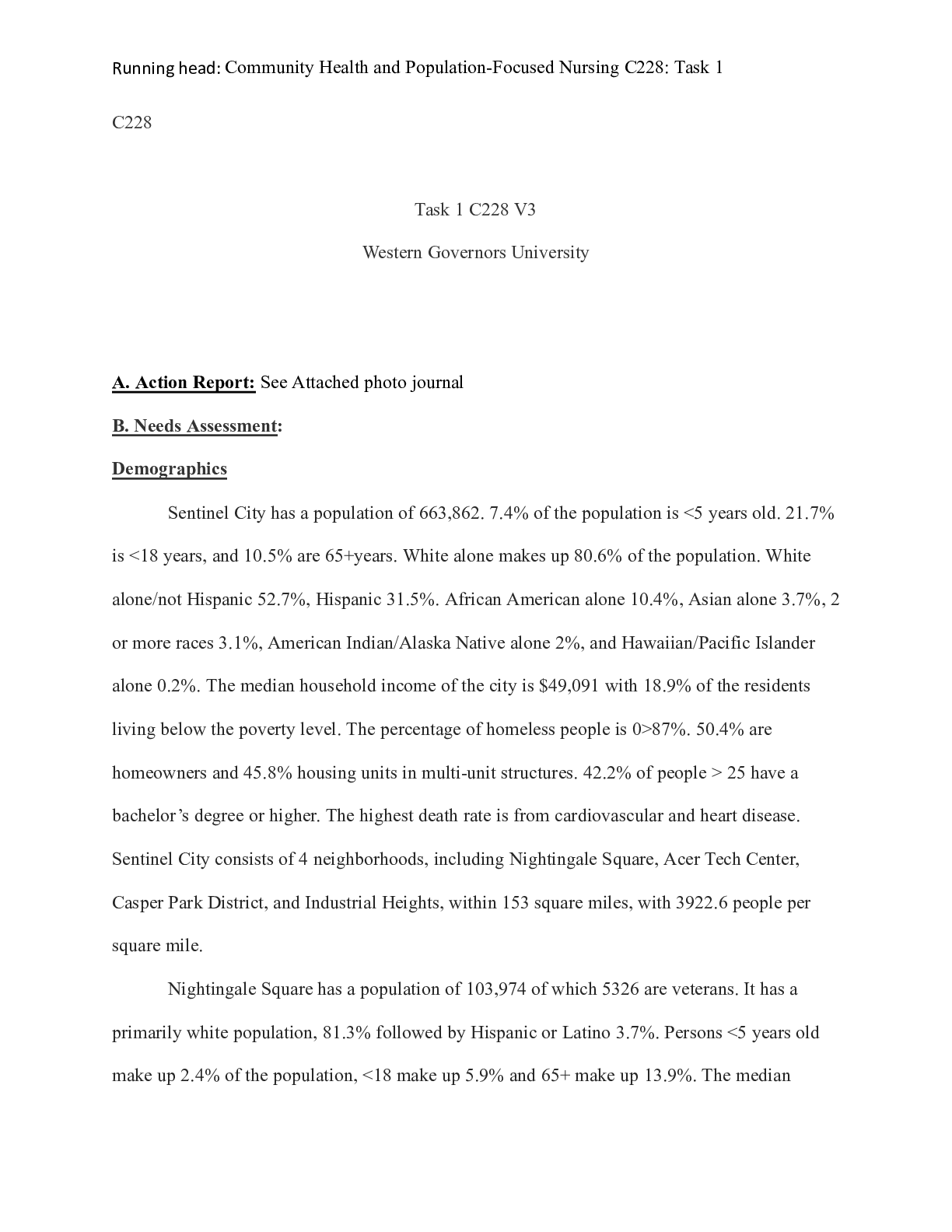 Preview of Task 1 Template 2020.docx   C228 Task 1 C228 V3 Western Governors University A. Action Rep